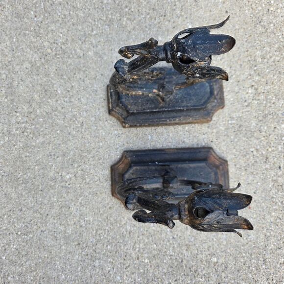 Vintage Neoclassical Rocco Wall Sconce Taper Candle Holder Metal Tin 8x4x9 Set 2 - Picture 6 of 16